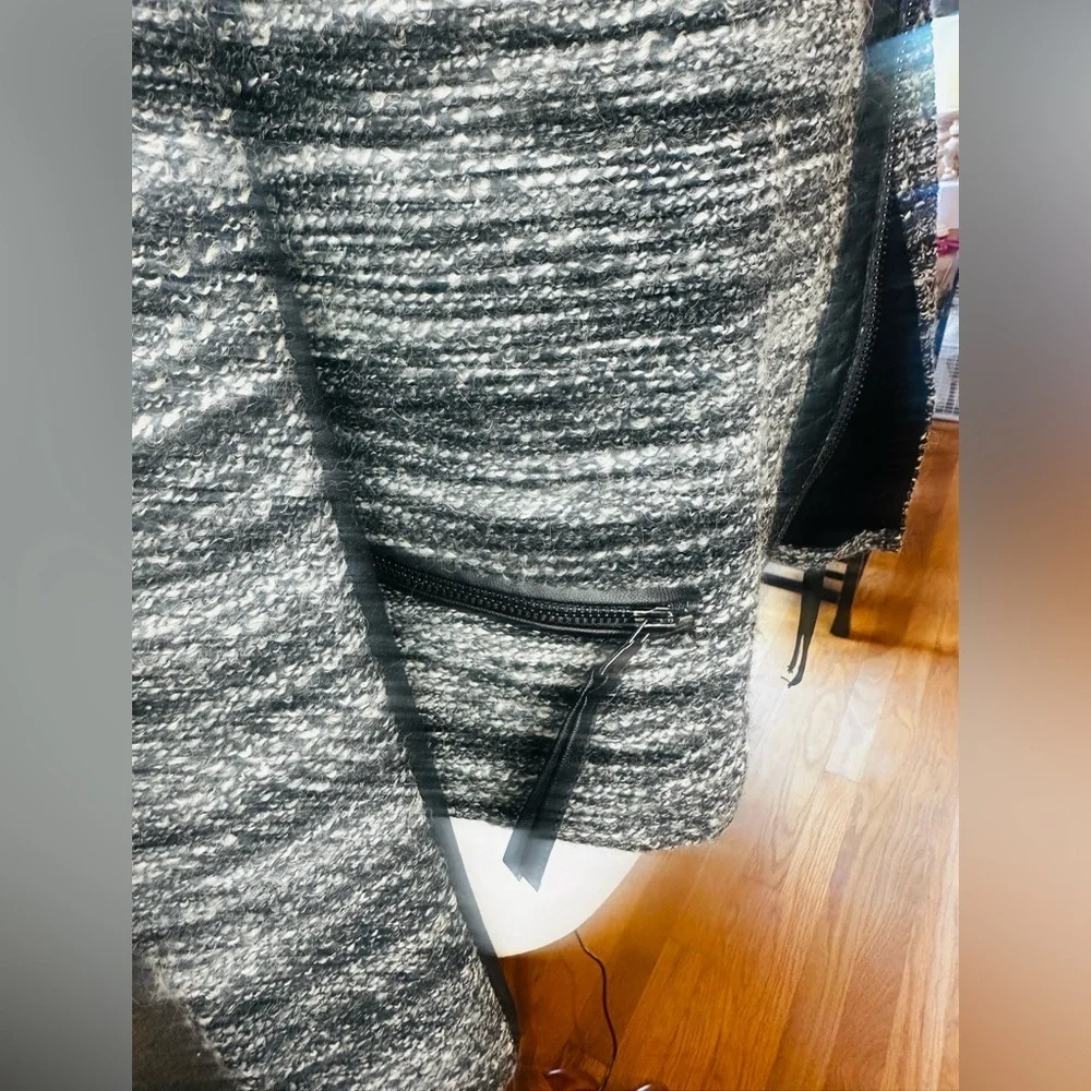 Rebecca Taylor Black & White Tweed Moto Jacket | Size 6